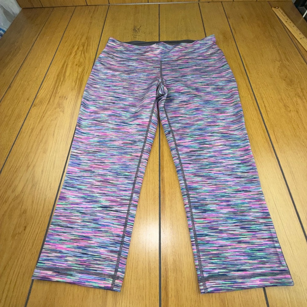 Ideology  Space Dye‎ Cropped Leggings Purple Pink Teal Athletic Pants Size L